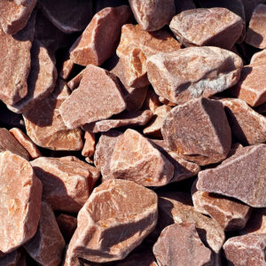 Angular stones with a dusty red colour.